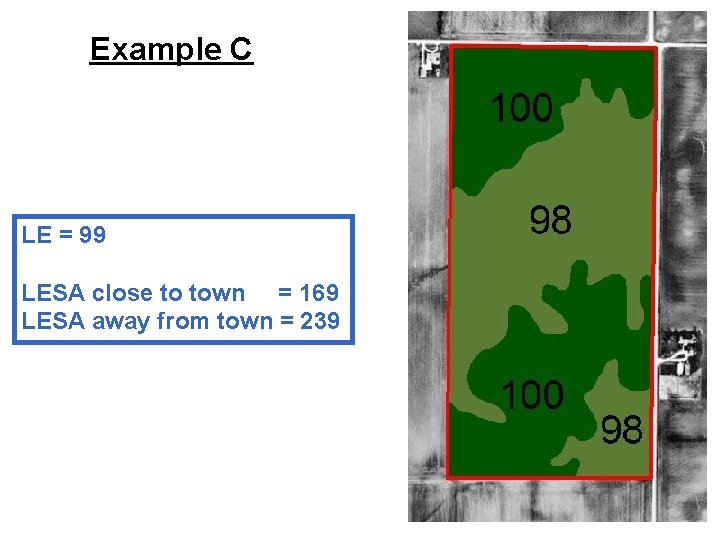 Example C LE = 99 LESA close to town = 169 LESA away from