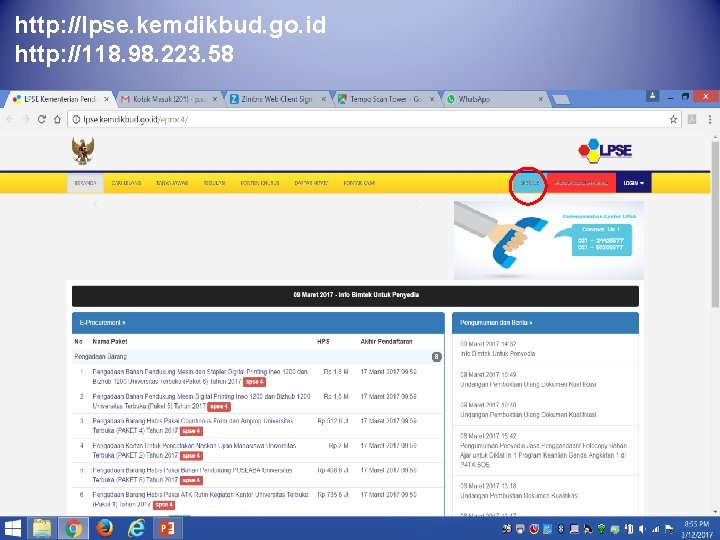 http: //lpse. kemdikbud. go. id http: //118. 98. 223. 58 