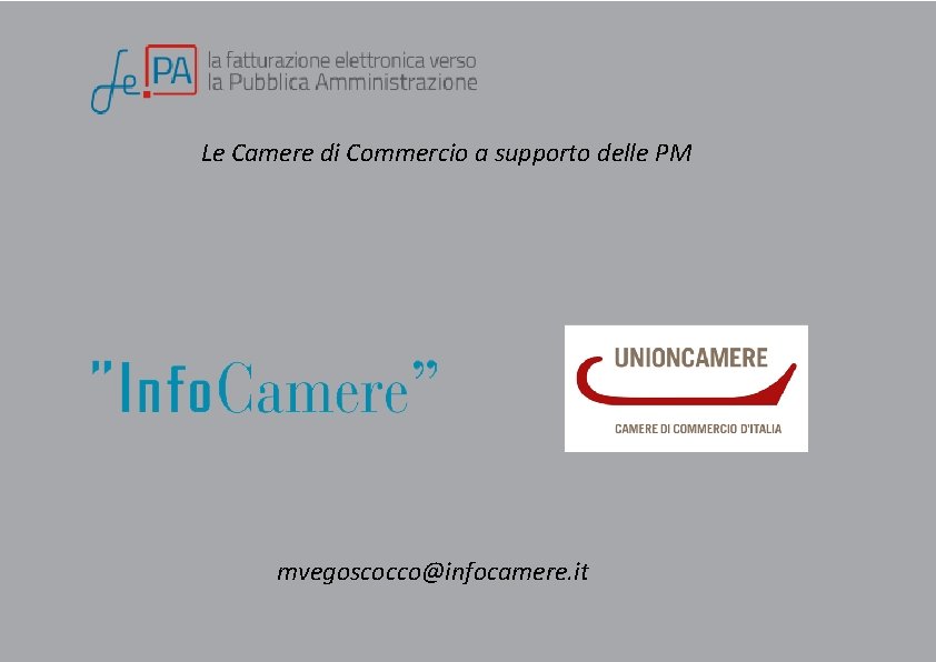 Le Camere di Commercio a supporto delle PM mvegoscocco@infocamere. it 