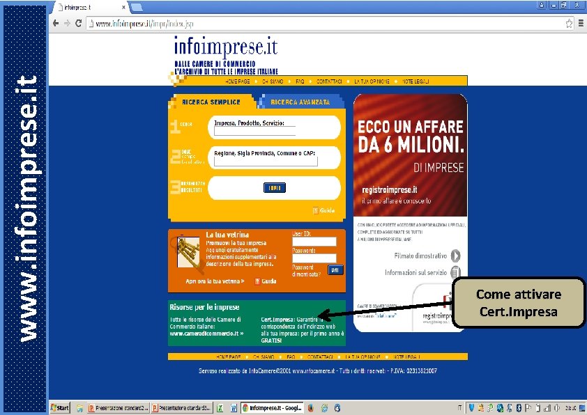 www. infoimprese. it Come attivare Cert. Impresa 