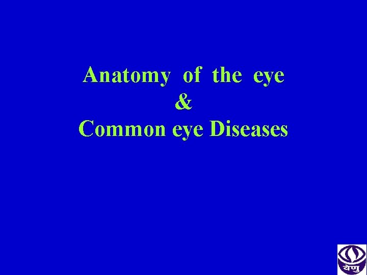 Anatomy of the eye & Common eye Diseases 