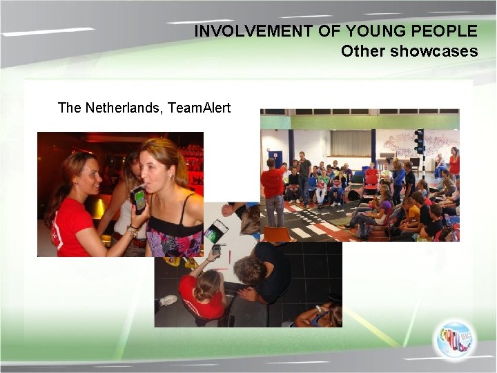 INVOLVEMENT OF YOUNG PEOPLE Other showcases The Netherlands, Team. Alert 