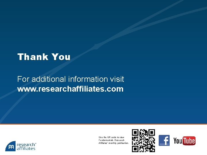 Thank You For additional information visit www. researchaffiliates. com Use the QR code to