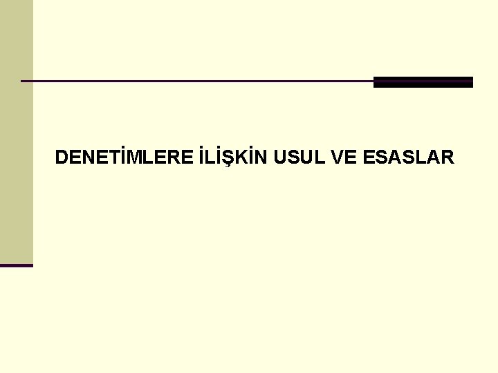 DENETİMLERE İLİŞKİN USUL VE ESASLAR 