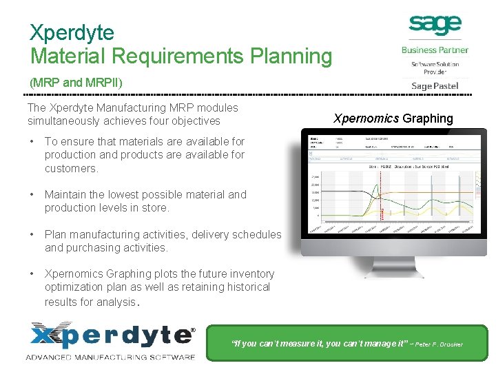 Xperdyte Material Requirements Planning (MRP and MRPII) The Xperdyte Manufacturing MRP modules simultaneously achieves