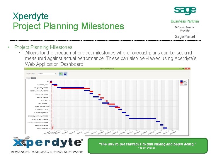 Xperdyte Project Planning Milestones • Allows for the creation of project milestones where forecast