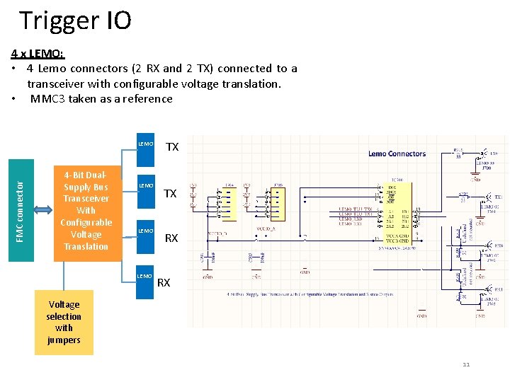 Trigger IO 4 x LEMO: • 4 Lemo connectors (2 RX and 2 TX) Trigger IO 4 x LEMO: • 4 Lemo connectors (2 RX and 2 TX)
