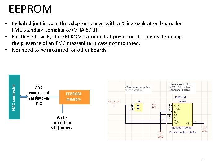 EEPROM FMC connector • Included just in case the adapter is used with a EEPROM FMC connector • Included just in case the adapter is used with a