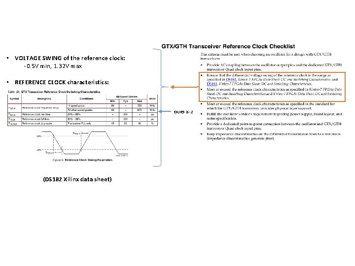 • VOLTAGE SWING of the reference clock: -0. 5 V min, 1. 32 • VOLTAGE SWING of the reference clock: -0. 5 V min, 1. 32