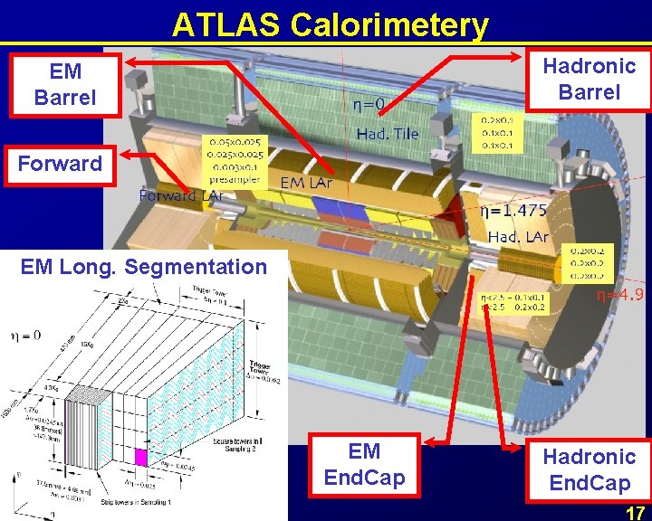ATLAS Calorimetery Hadronic Barrel EM Barrel Forward EM Long. Segmentation EM End. Cap Hadronic