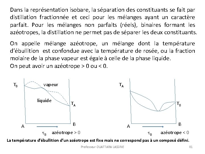Dans la représentation isobare, la séparation des constituants se fait par distillation fractionnée et