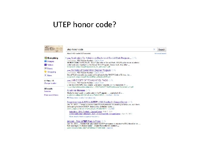 UTEP honor code? UTEP honor code?