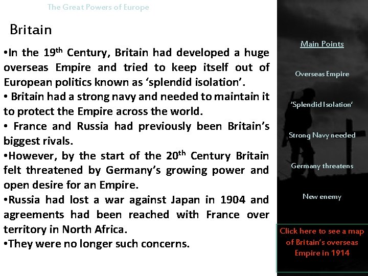 The Great Powers of Europe Britain 19 th • In the Century, Britain had