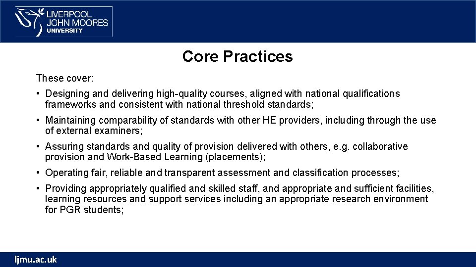 Core Practices These cover: • Designing and delivering high-quality courses, aligned with national qualifications