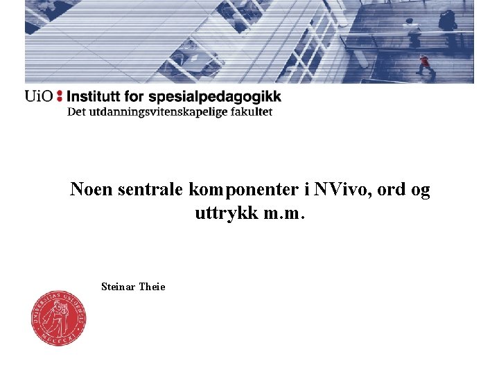 Noen sentrale komponenter i NVivo, ord og uttrykk m. m. Steinar Theie 