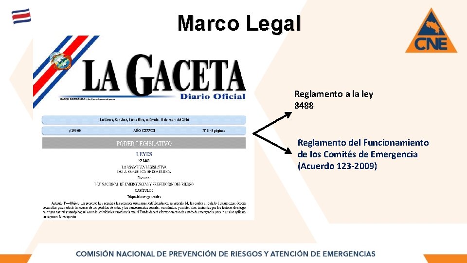 Marco Legal Reglamento a la ley 8488 Reglamento del Funcionamiento de los Comités de