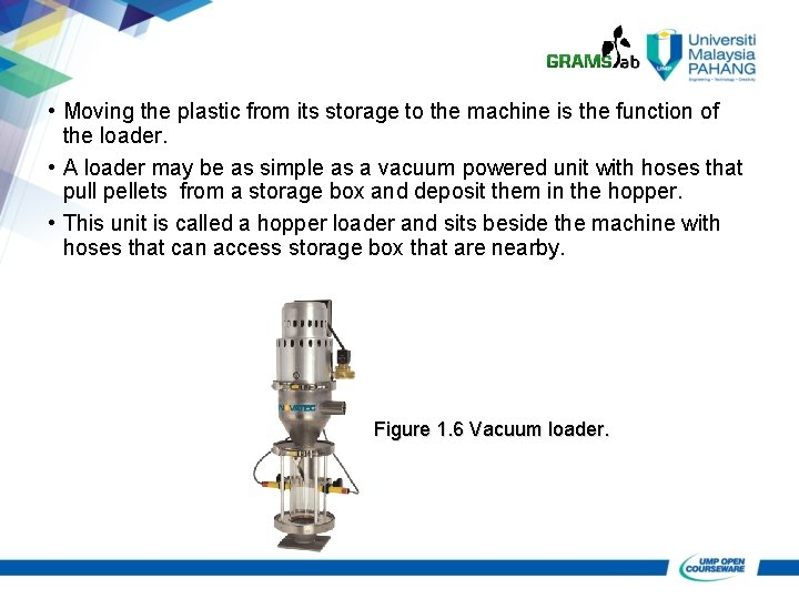 • Moving the plastic from its storage to the machine is the function • Moving the plastic from its storage to the machine is the function