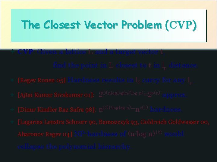 The Closest Vector Is Hard To Approximate And
