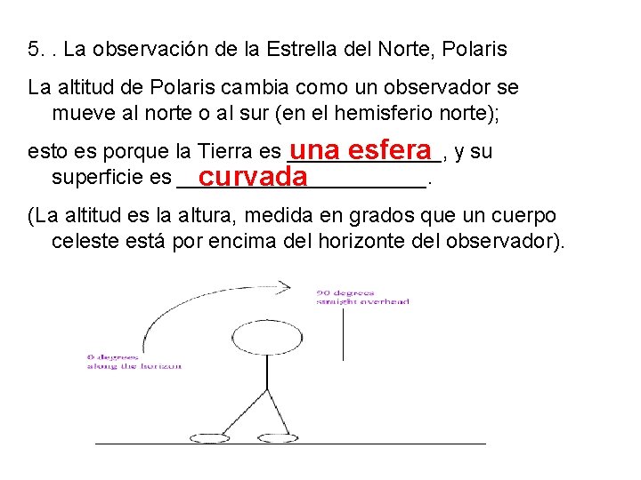 5. . La observación de la Estrella del Norte, Polaris La altitud de Polaris