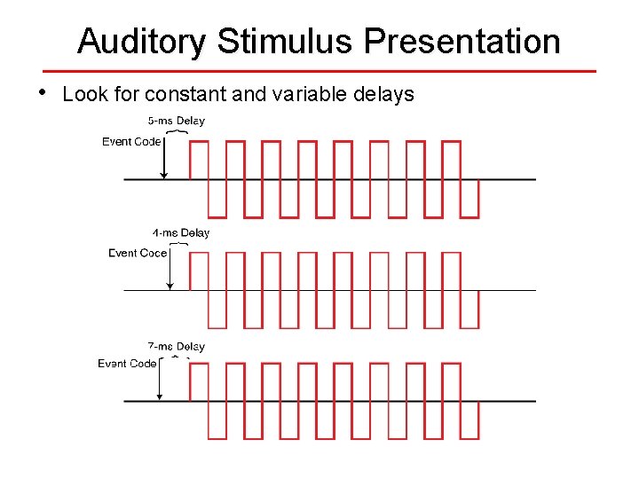 Auditory Stimulus Presentation • Look for constant and variable delays 