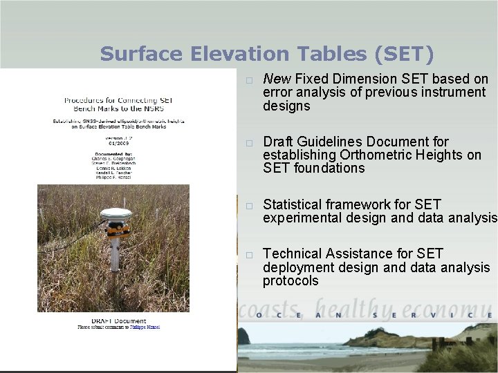 Surface Elevation Tables (SET) New Fixed Dimension SET based on error analysis of previous Surface Elevation Tables (SET) New Fixed Dimension SET based on error analysis of previous