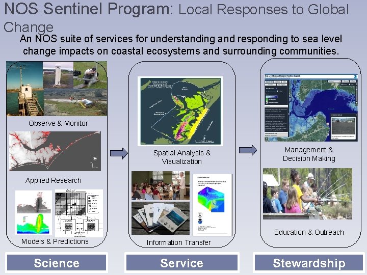NOS Sentinel Program: Local Responses to Global Change An NOS suite of services for NOS Sentinel Program: Local Responses to Global Change An NOS suite of services for