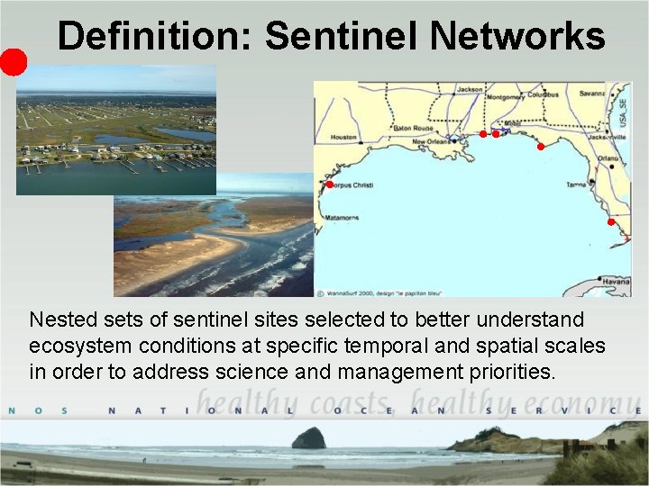 Definition: Sentinel Networks Nested sets of sentinel sites selected to better understand ecosystem conditions Definition: Sentinel Networks Nested sets of sentinel sites selected to better understand ecosystem conditions