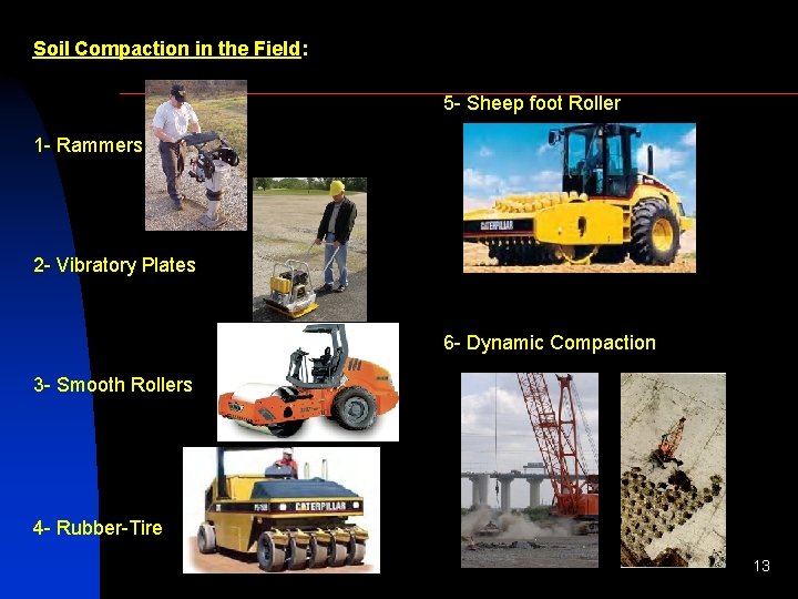 Soil Compaction in the Field: 5 - Sheep foot Roller 1 - Rammers 2 Soil Compaction in the Field: 5 - Sheep foot Roller 1 - Rammers 2