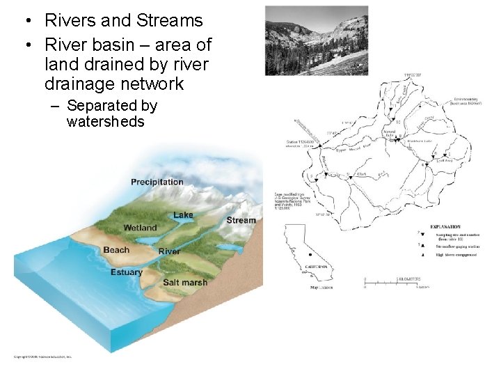  • Rivers and Streams • River basin – area of land drained by