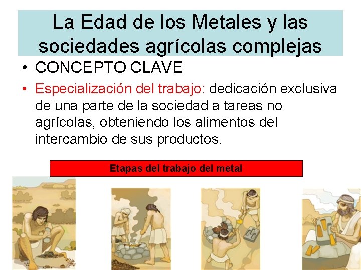 La Edad de los Metales y las sociedades agrícolas complejas • CONCEPTO CLAVE •