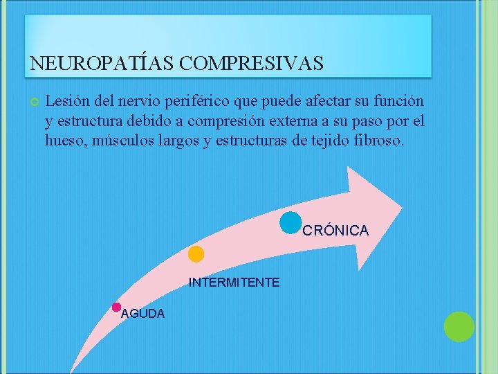 NEUROPATÍAS COMPRESIVAS Lesión del nervio periférico que puede afectar su función y estructura debido