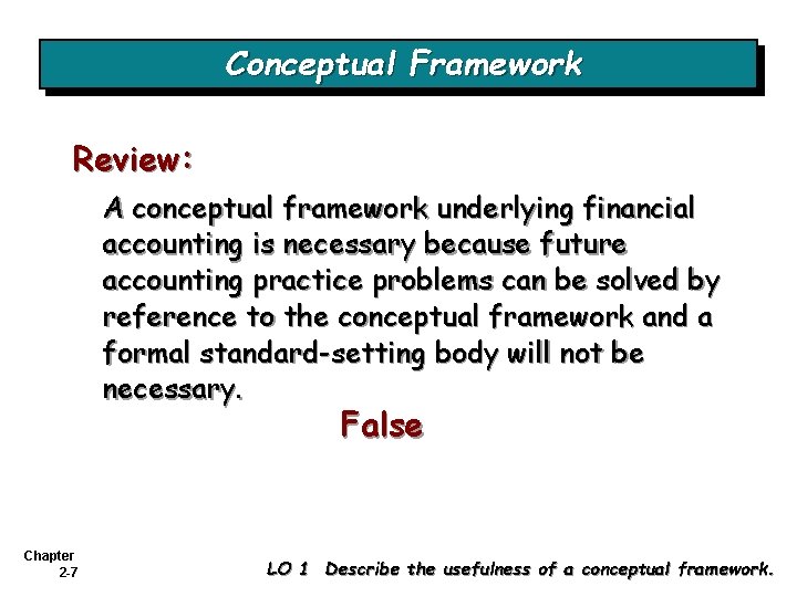 Conceptual Framework Review: A conceptual framework underlying financial accounting is necessary because future accounting