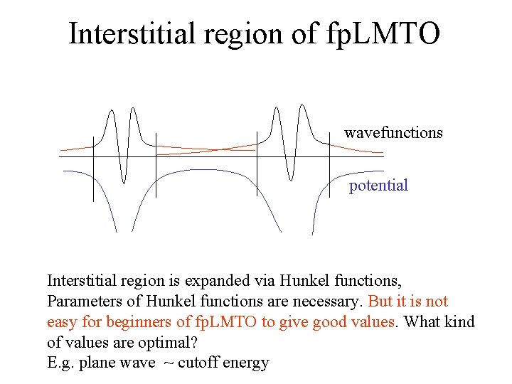 Interstitial region of fp. LMTO wavefunctions potential Interstitial region is expanded via Hunkel functions,