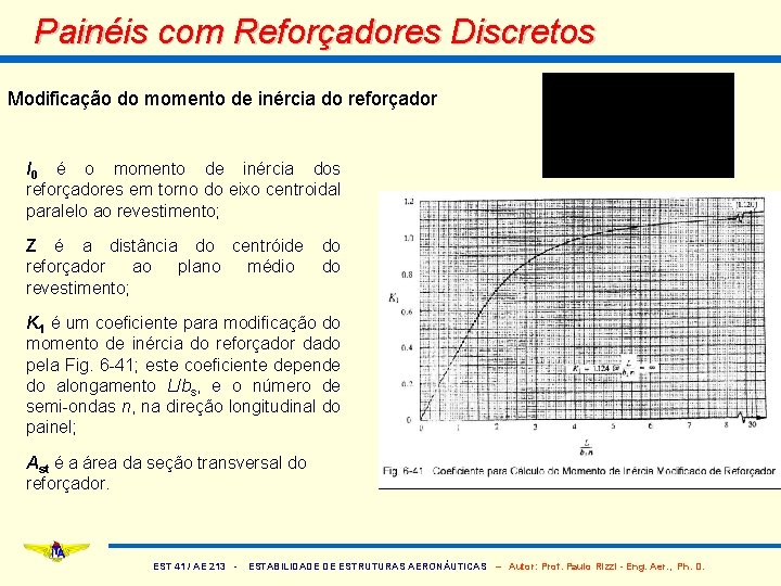 Painéis com Reforçadores Discretos Modificação do momento de inércia do reforçador I 0 é