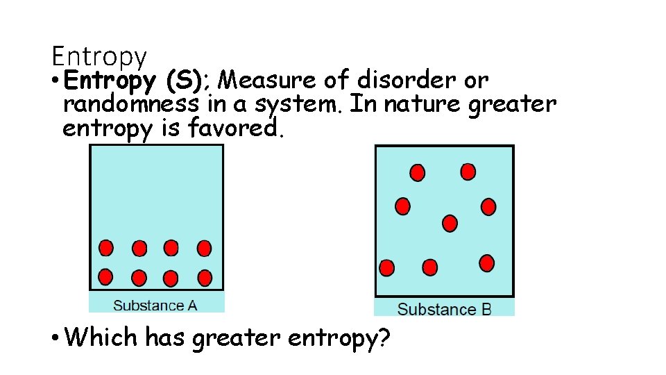 Entropy • Entropy (S); Measure of disorder or randomness in a system. In nature Entropy • Entropy (S); Measure of disorder or randomness in a system. In nature