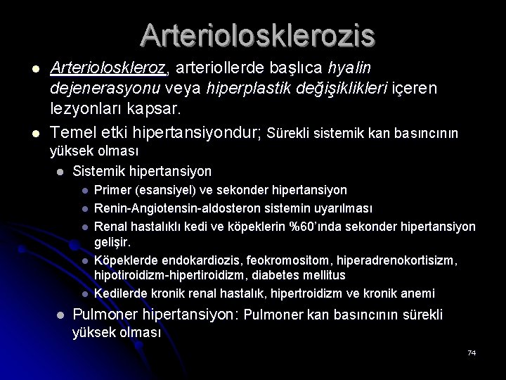 Arteriolosklerozis l l Arterioloskleroz, arteriollerde başlıca hyalin dejenerasyonu veya hiperplastik değişiklikleri içeren lezyonları kapsar.