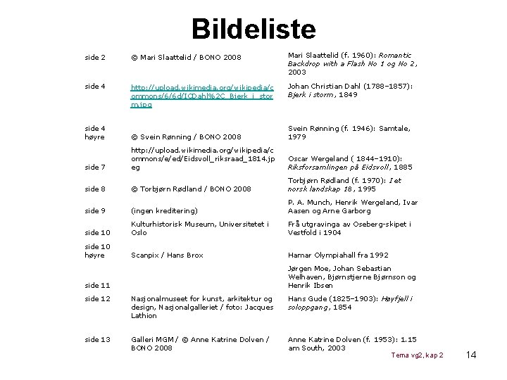 Bildeliste side 2 © Mari Slaattelid / BONO 2008 Mari Slaattelid (f. 1960): Romantic Bildeliste side 2 © Mari Slaattelid / BONO 2008 Mari Slaattelid (f. 1960): Romantic