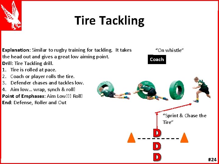 Tire Tackling Explanation: Similar to rugby training for tackling. It takes the head out