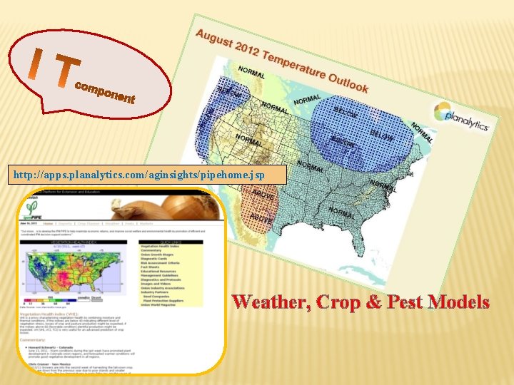 http: //apps. planalytics. com/aginsights/pipehome. jsp Weather, Crop & Pest Models http: //apps. planalytics. com/aginsights/pipehome. jsp Weather, Crop & Pest Models
