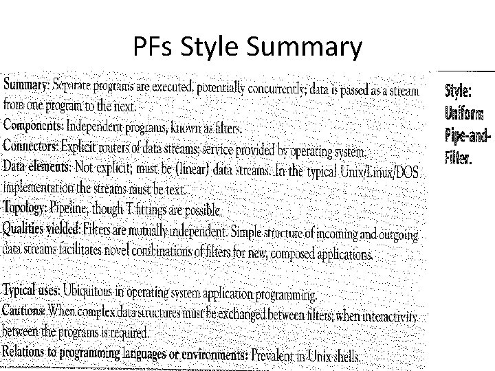 PFs Style Summary 