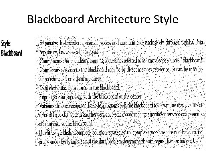 Blackboard Architecture Style 