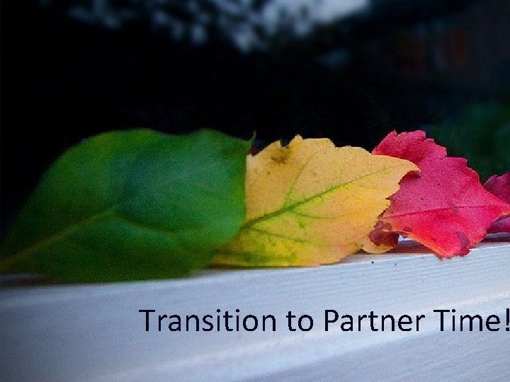 Transition to Partner Time! 26 