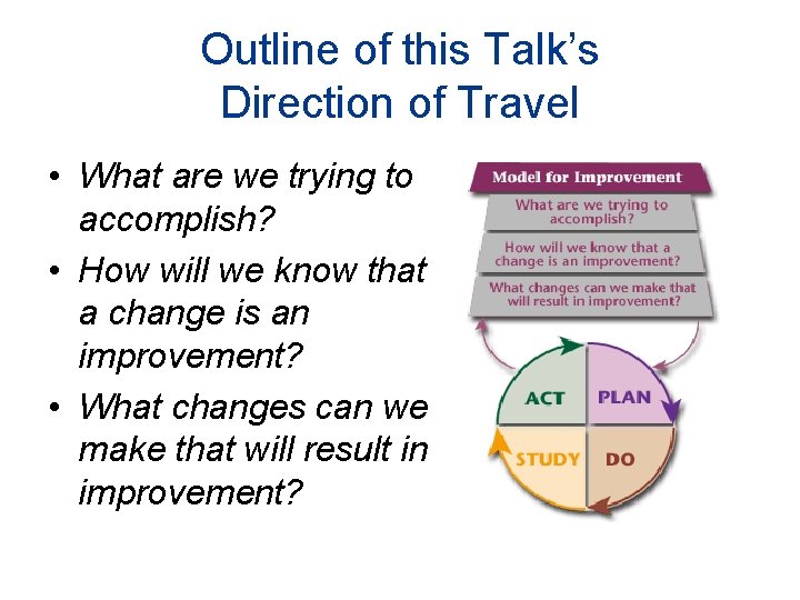 Outline of this Talk’s Direction of Travel • What are we trying to accomplish? Outline of this Talk’s Direction of Travel • What are we trying to accomplish?