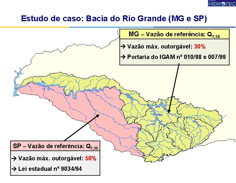 Estudo de caso: Bacia do Rio Grande (MG e SP) MG – Vazão de