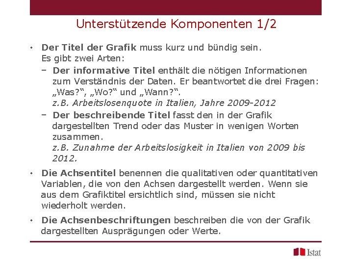 Unterstützende Komponenten 1/2 • Der Titel der Grafik muss kurz und bündig sein. Es