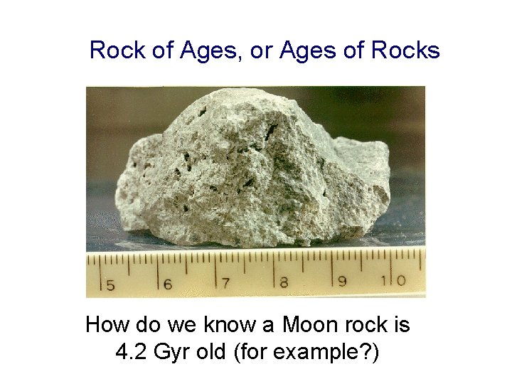 Rock of Ages, or Ages of Rocks How do we know a Moon rock