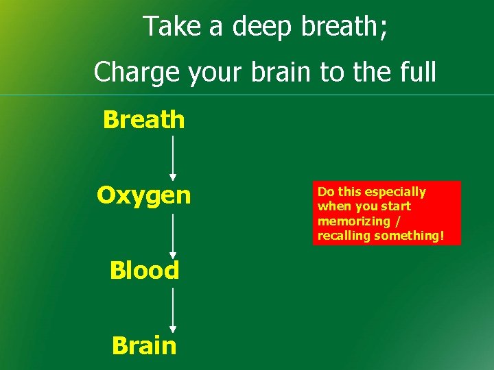 Take a deep breath; Charge your brain to the full Breath Oxygen Blood Brain