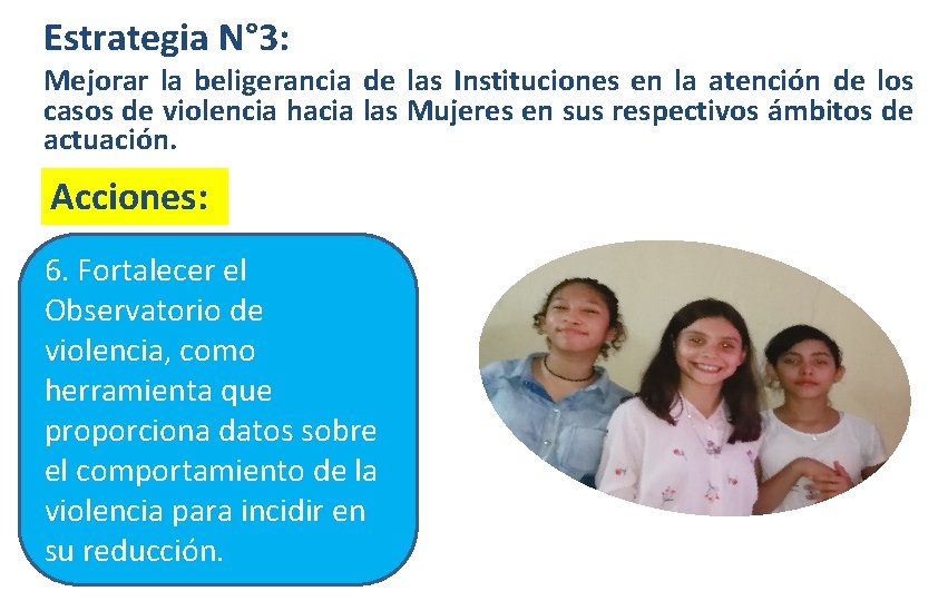 Estrategia N° 3: Mejorar la beligerancia de las Instituciones en la atención de los