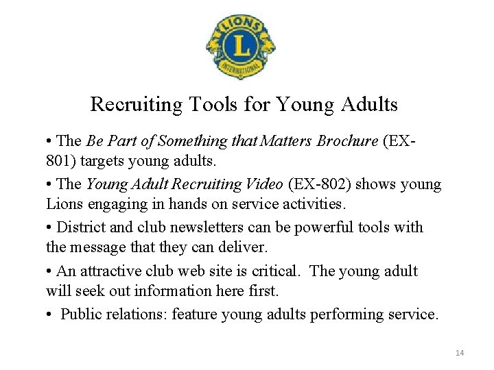Recruiting Tools for Young Adults • The Be Part of Something that Matters Brochure