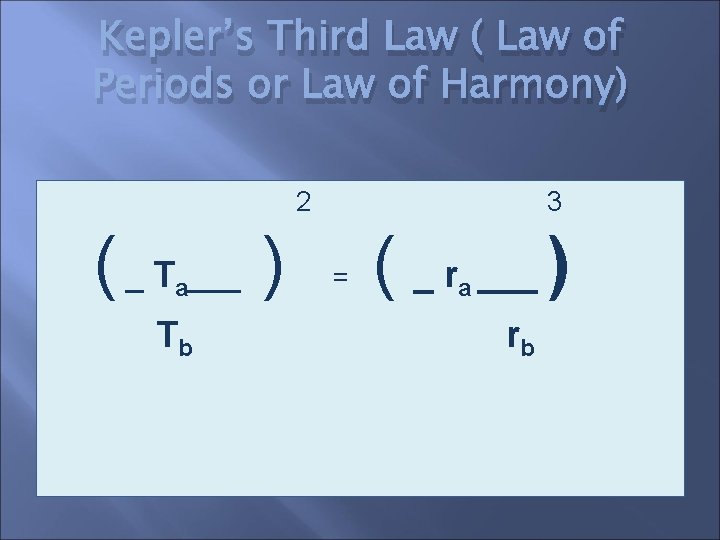 Kepler’s Third Law ( Law of Periods or Law of Harmony) 2 ( _